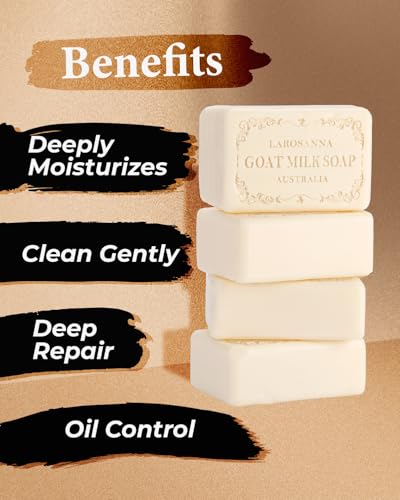 Larosanna Australian Goat Milk Soap Bar, Moisturizing & Gentle, 4-Pack