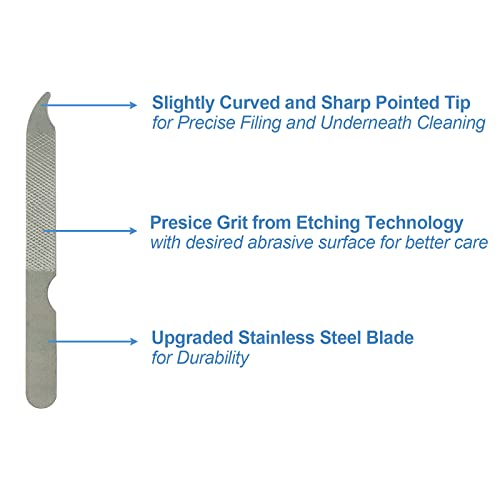 AhaTopia 12-Pack 4-Inch Stainless Steel Nail Files for Natural Nails