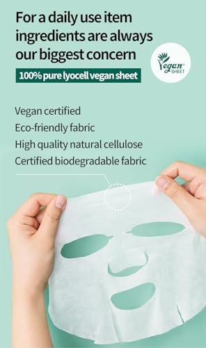 COSNORI Cica & Vitamin Moisturizing Face Mask Sheets - Vegan, Hypoallergenic, 30 Pack