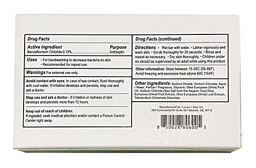 Lucas + Zoe Fresh Essence Antiseptic Bar Soap 4oz with Natural Olive & Coconut Oil