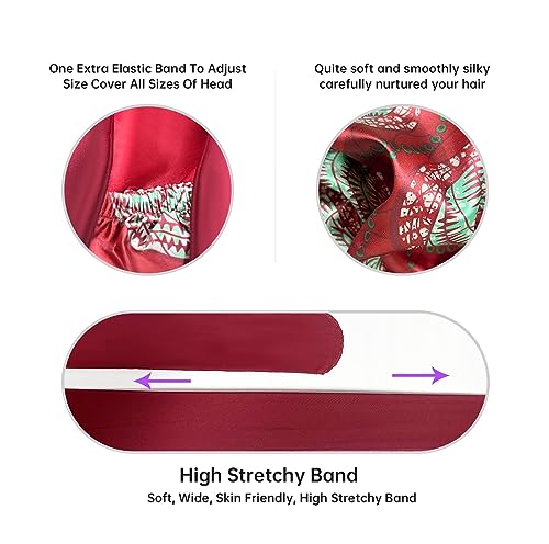 Medium Burgundy Reversible Double Layer Satin Sleep Bonnet for Curly Hair - BONNET QUEEN