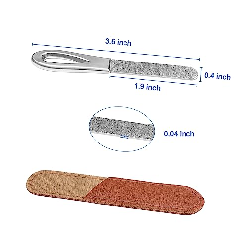 HomeyEra Stainless Steel Nail File Set with Leather Case - 2 Pack