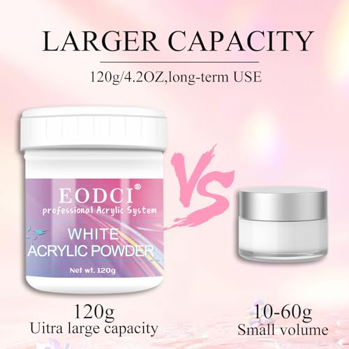 Eodci Clear Acrylic Nail Powder 120g for French & 3D Nail Art - No Cure Needed