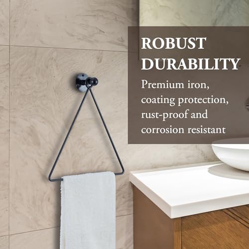 MyGift Triangular Wall-Mounted Hand Towel Holder - Matte Black