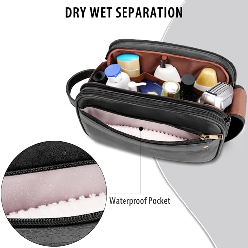 COOSKY Large Water-Resistant Travel Toiletry Bag with Leak-Proof Bottles, Hanging Organizer for Men & Women, Black