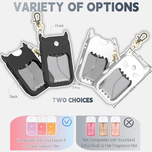 ABIXIEYQ 2 Pack Silicone Devil Monster Keychain Cases for Touchland 1oz Sanitizer (Black & White)