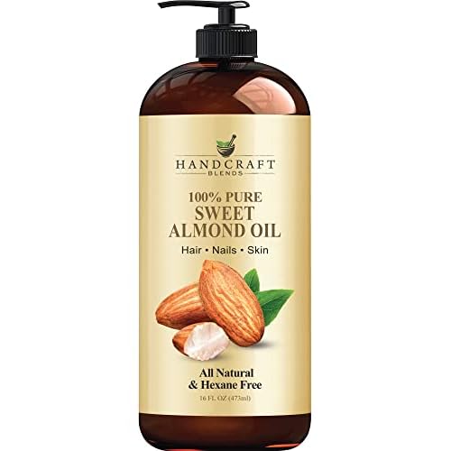 Handcraft Blends Sweet Almond Oil | 100% Pure and Natural | Bath & Body Oil | Premium Grade Carrier Oil | Skin | Hair | Body | Massage | Hexane-Free | 16 Fl Oz