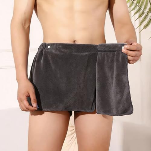 Men's Adjustable Microfiber Bath Towel Wrap - Soft, Lightweight, 55.1"