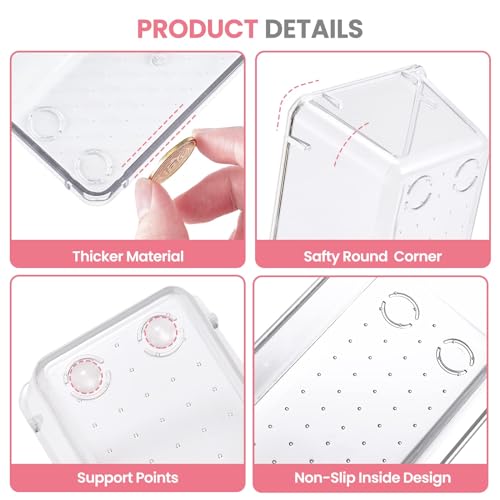 HOUSE DAY 17 Pcs Makeup Drawer Organizer Set - Clear Non-Slip Storage Trays