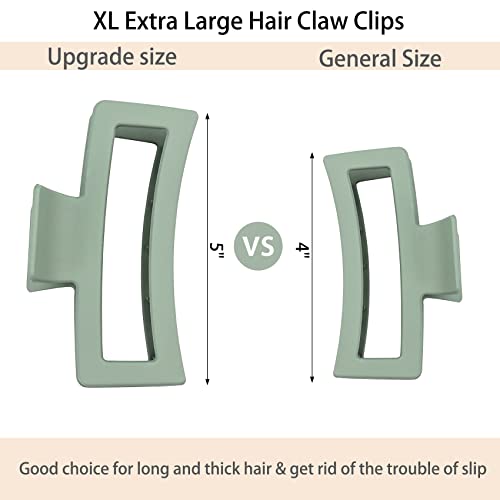 Jelyne 5-Inch Extra Large Square Hair Claw Clips, 8-Pack Matte Jaw Clips