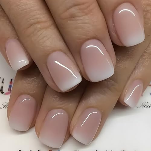 Lukmexor 6-Pack Short Square Press On Nails with Glitter Gradient - Combination-5