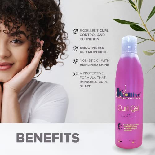 KALIVE Curl Gel 8 oz - Defines and Moisturizes Curly Hair