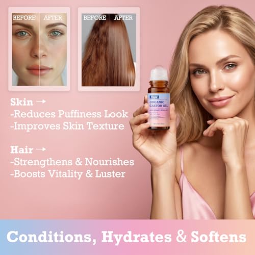Organic Castor Oil with Rose Quartz Roller Ball, 1.7 fl oz