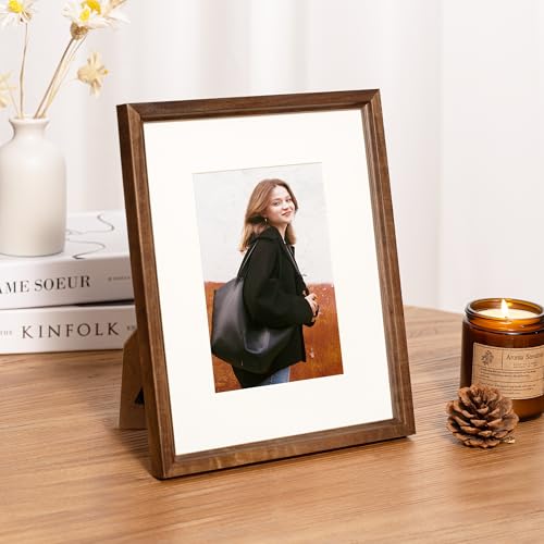 Natural Walnut Wood 8x10 Picture Frame with Glass - Tabletop or Wall Display