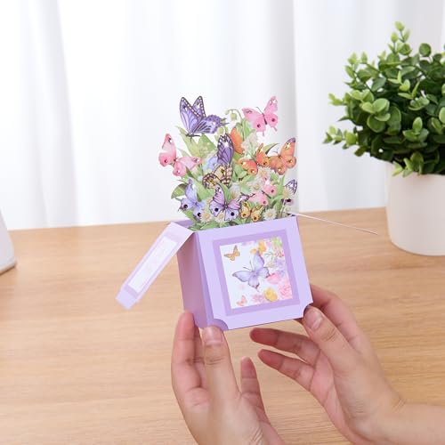 3D Pop Up Butterfly Birthday Card with Colorful Rhinestones