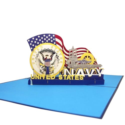 US Navy Handmade Pop-up Greeting Card with Note & Envelope