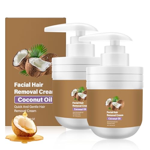 2Pcs Coconut Oil Based Gentle Body Hair Remover Cream for Women,Facial Hair Removal Cream,Quick and Easy Hair Removal Cream with Coconut Oil,Moisturizing & Soothing for All Skins
