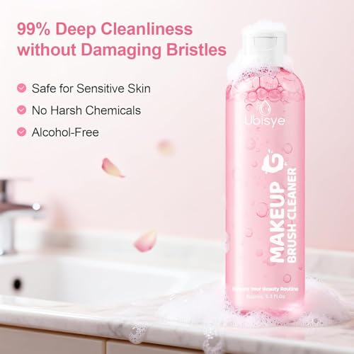 Ubisye Pink Makeup Brush Cleaner Set with Mat & Solution – Deep Cleaning, Gentle & Cruelty-Free
