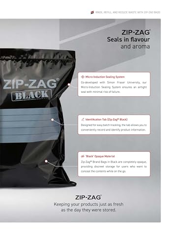 Zip Zag Black Zipper Bags (11" x 11.75") - Resealable & Airtight
