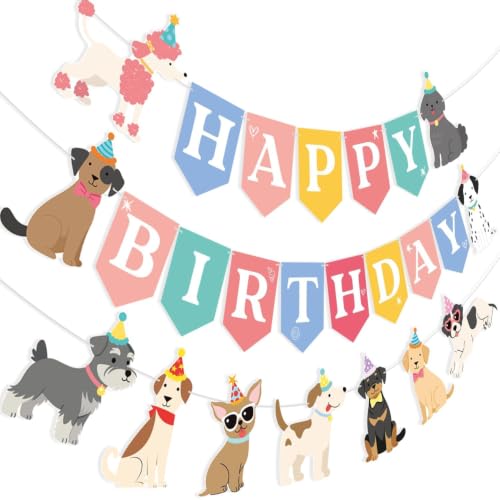 Dog Birthday Banners Set - 3PCS Cute Puppy Theme Decorations