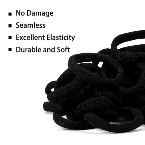 POMCOUS 100 Pack No Damage Elastic Hair Ties for Thick & Fine Hair, Seamless Ponytail Holders