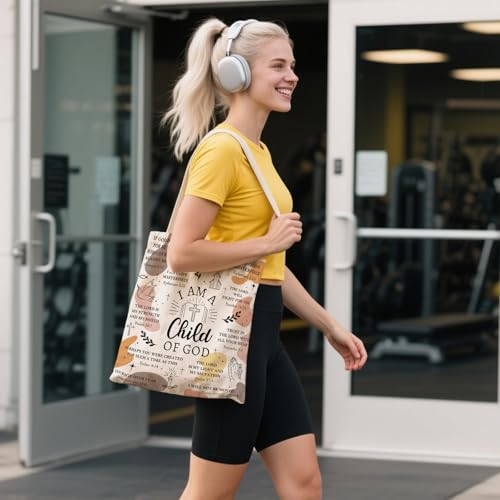 Aesthetic Reusable Canvas Tote Bag for Women with Zipper Pocket