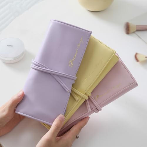 VanFn Purple Travel Makeup Brush Organizer Bag - Roll Up Design