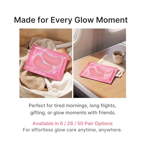 medicube PDRN Pink Collagen Jelly Eye Mask | Hydrogel Eye Patches with PDRN, Collagen, NAD | Refreshing for Puffy, Tired Eyes | Firming for Look of Wrinkles, Fine Lines | Korean Skincare (6 Pairs)