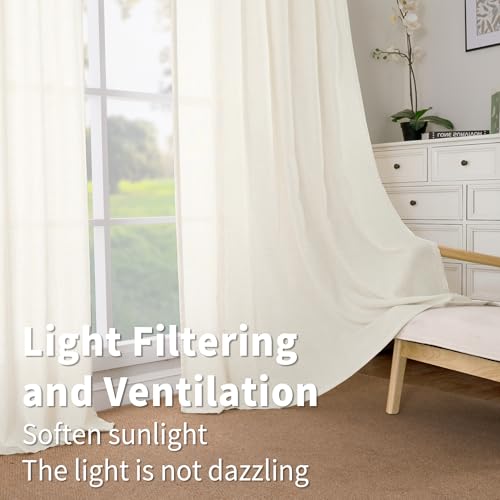 Ivory Faux Linen Cafe Curtains - 24x36 Set of 2 Panels