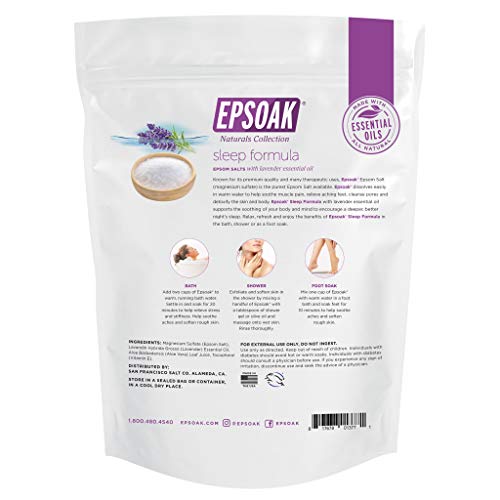 Epsoak 2 lb USP Magnesium Sulfate Epsom Salt with Lavender Scent - 32 Ounce Reusable Bag, Made in USA, Cruelty-Free