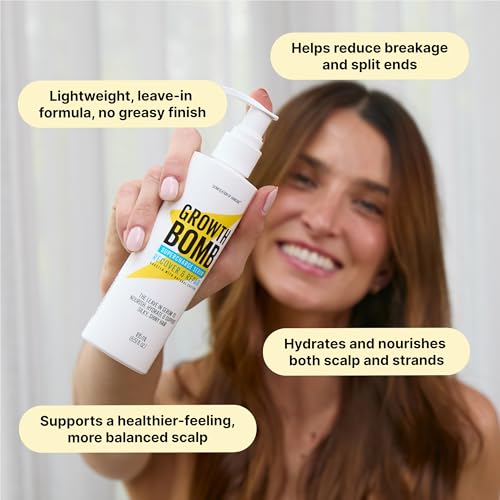 Growth Bomb Supercharge Serum 6.25 Fl Oz - Anti-Frizz Leave-In Hair Treatment for Dry & Damaged Hair