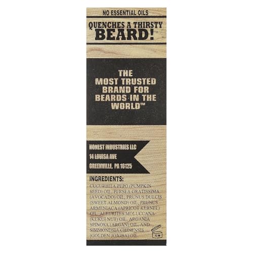 Honest Amish Beard Oil for Men - Fragrance Free, 2 oz - Organic & Handcrafted