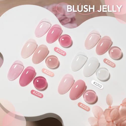 GAOY 6 Colors Rubber Base Gel Set - 2-in-1 Nail Strengthener