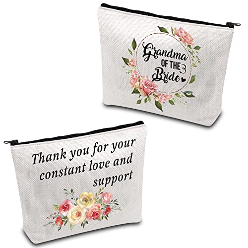 Grandma of the Bride Makeup Bag - Canvas Travel Cosmetic Pouch Gift