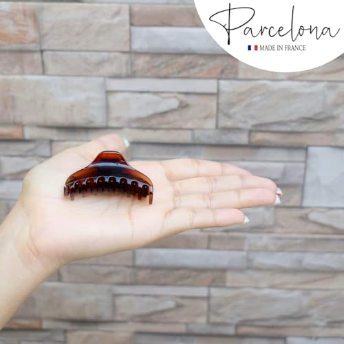 Parcelona French Small Black Hair Claw with No-Slip Grip