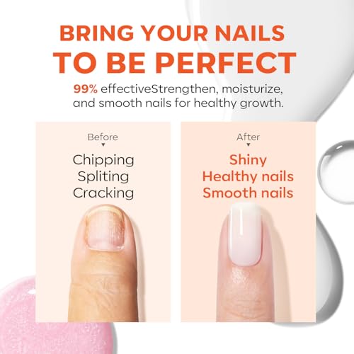 modelones Nail Strengthener, Milky White Nail Polish Nail Repair for Damaged Nails Hardener Quick Dry Nail Growth Polish Natural Nail Concealer Foundation Strengthening Polish Gifts for Women 15ml