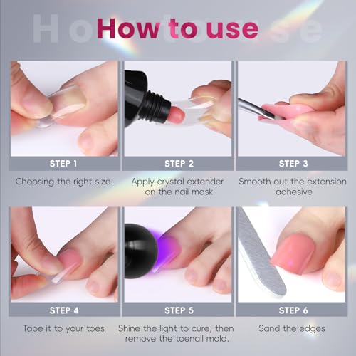 Krofaue Dual Toe Forms - 150pcs Reusable Gel Nail Molds for DIY