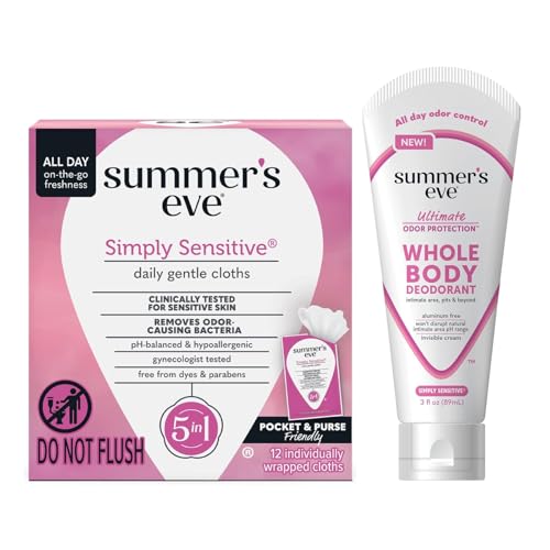 Summer's Eve Whole Body Deodorant Cream & Feminine Wipes Set