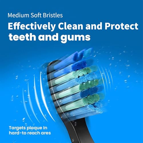 YUNCHI 5 Pack Toothbrush Replacement Heads for Fairywill & Sonic Electric Toothbrushes - Black, Pack of 5