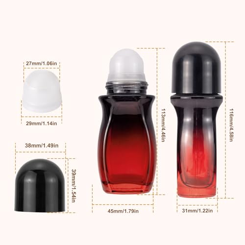 Newzoll 50mL Glass Roller Bottles - Black Red Gradient, 4 Pack