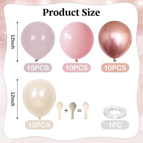 Rose Gold and Blush Pink Balloon Set for Parties - 50 Pack