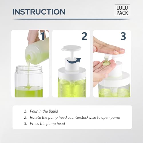 Lulupack Clear 8oz Wide Mouth Pump Bottle, Refillable Soap & Lotion Dispenser – 2 Pack