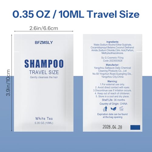 50 Sets Travel Size Shampoo & Conditioner Packets - White Tea Scented Duo