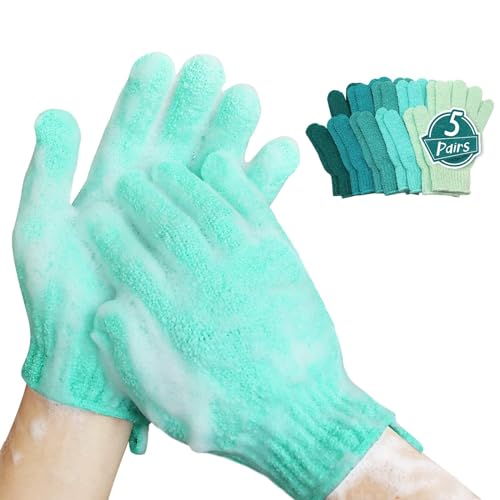MIG4U Exfoliating Shower Scrub Gloves - 5 Count Green