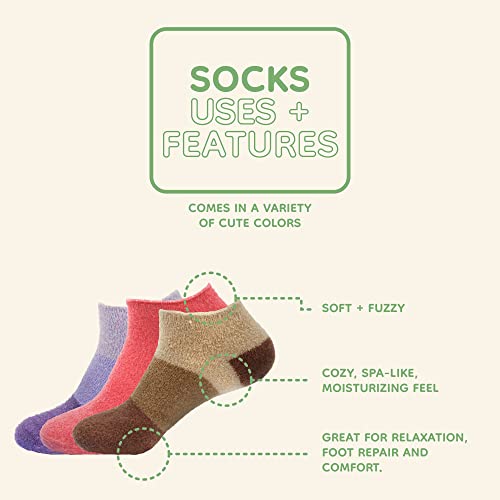 BambooMN Women's Aloe Infused Fuzzy Nylon Spa Socks Assorted A 9-12 - 3 Pairs