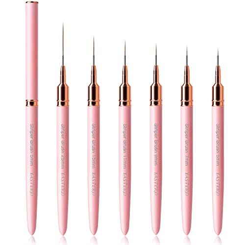 Yasterd 6-Piece Pink Nail Art Brush Set - Fine Detailing & Striping