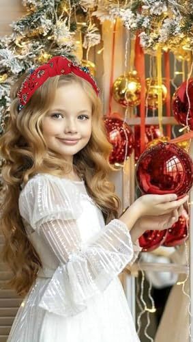 Christmas Tree Bow Crystal Headband for Women - Festive Holiday Hair Accessories