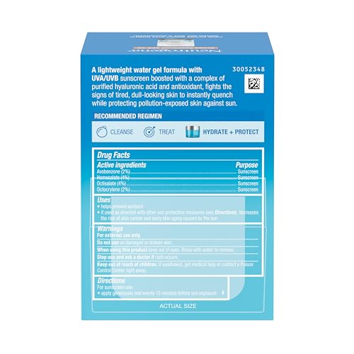 Neutrogena Hydro Boost City Shield Water Gel Face Moisturizer with Broad Spectrum SPF 25 Hydrating Facial Sunscreen with Hyaluronic Acid Oil Free and Noncomedogenic Face Lotion, 1.7 oz