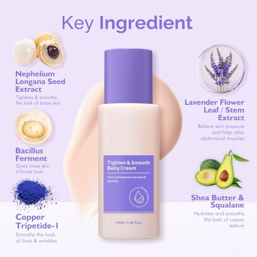 Tighten & Smooth Belly Cream - Tighten and Lift Neck Cream, Advanced Firming Lotion for Arms, Butt & Thighs | Visibly Lift Loose Skin, Improve Elasticity & Tone