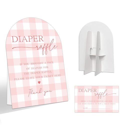 Light Pink Diaper Raffle Tickets & Sign Set for Baby Shower